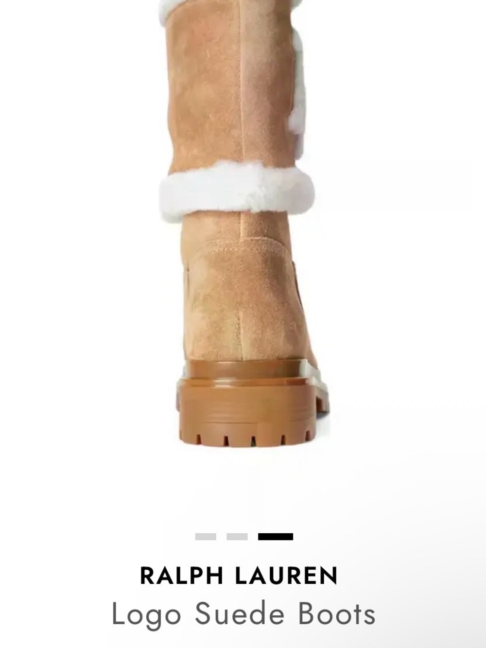 Ralph Lauren Tan Suede Logo Shearling-Trim Boots Size 10 - Picture 4 of 16